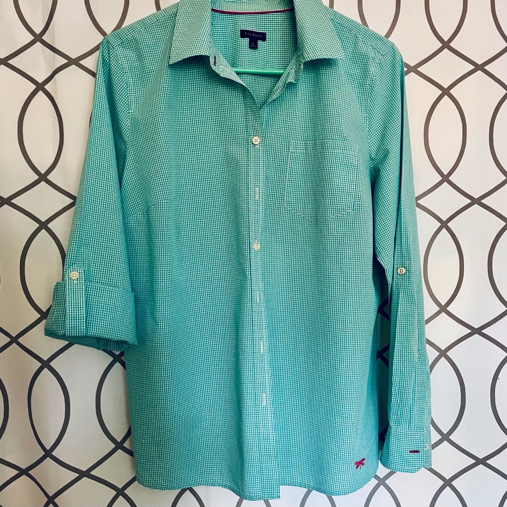 Talbots Green Casual Button Down Shirt Relaxed Fit Small